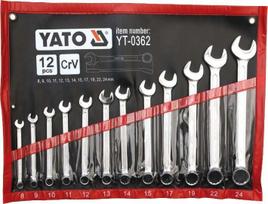 Raktų komplektas YATO FLAT-EYE, 12 vnt., 8-24 mm, poliruoti