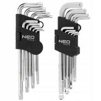 Raktų rinkinys NEO: 9 vnt. hex su rutuliuku + 9 vnt. TORX, ilgi, 18 dalių