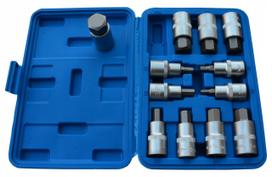 Šešiakampių raktų rinkinys H5-H22 su galvute 1/2", 12 vnt., SATRA