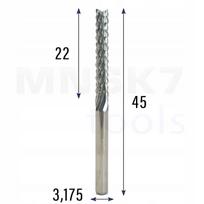 Tiesus frezos galas fi 3.175 x 22 x 45 CNC VHM