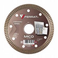 Pjovimo diskas MICO 115 mm, keramikinėms plytelėms, akmens masės, 22,23 mm plonas RIM