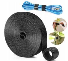 Velcro juosta 1,2 cm x 5 m kabeliams, namams ir sodui, juoda
