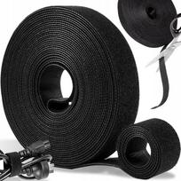 Laidų ir kabelių laikiklis su Velcro juosta, juodas, 5 m