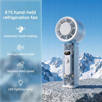 Mini stalo ventiliatorius K75 su osciliacija ir LED apšvietimu