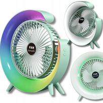 USB stalinis ventiliatorius, įkraunamas, RGB, tylus, 3 greičiai, 90° reguliuojamas