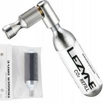 CO2 siurblys Lezyne TRIGGER DRIVE sidabrinis su 16 g dujų balionėliu ir dėklu