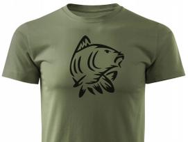 Žvejybiniai marškinėliai, khaki spalvos, 100% medvilnė, KARP spaudas, 4XL dydis