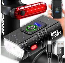 LED dviračio žibintas, atsparus vandeniui, įkraunamas USB, su galiniu žibintu