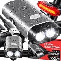 Dviračio priekinis ir galinis LED žibintas su USB