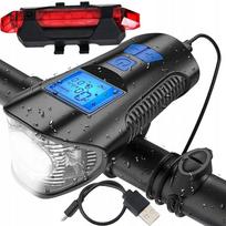 Dviračio LED priekinis ir galinis žibintas su USB