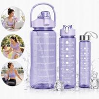 Vandens butelių rinkinys su šiaudeliais 2L 900ml 300ml sportui