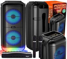 Nešiojama kolonėlė 900W Bluetooth su 2 belaidžiais mikrofonais