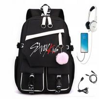 Mokyklinė kuprinė Stray Kids su USB, A4, įvairūs dizainai ir spalvos