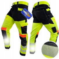 Apsauginės darbo kelnės su diržu, sustiprintos, HI-VIS, medvilninės, su atšvaitais