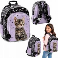 Mokyklinė kuprinė mergaitėms, violetinė juoda, Kitten