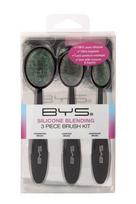 BYS Makiažo šepetėlių rinkinys Silicone Blending 3 Piece Brush Kit Clear With Glitter