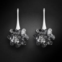 Sidabriniai auskarai moterims DiamondSky „Clover (Silver Night)" su Swarovski kristalais