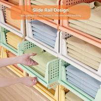 Spintos organizatorius stalčius krepšys komplektas 4 vienetai baltas 33.5x43x18 cm — drabužių dėžės, spintos saugojimas, ištraukiami plastikiniai krepšiai, modulinės drabužių dėžės, sandėliuko organizavimas, baldų stalčių sistemos