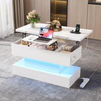Sofos stalas su lizdu, USB-C, LED, pakeliamas, 100x50x51,5 cm, 1 vnt