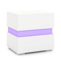 Naktinis staliukas su LED apšvietimu ir 2 stalčiais, 45x35x45 cm, baltas