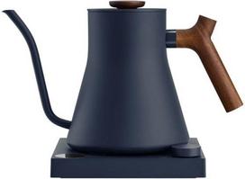 Fellow Stagg EKG PRO 900ml electric kettle in stone blue with a walnut-coloured handle