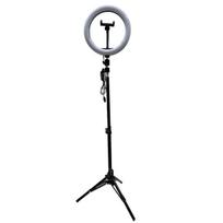 Elight ST10-5 26cm 10W LED žiedinis šviestuvas su telefono laikikliu + 0,5 m metalinis stovas + BT nuotolinio valdymo pultas juodas