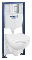 GROHE WC komplektas Solido 5in1: potinkinis rėmas, unitazas Bau Ceramic, su lėtai nusileidžiančiu dangčiu, Even