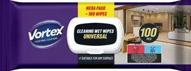 Universalios drėgnos servetėlės VORTEX Clean, 100 vnt