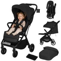 Vaikiškas vežimėlis iki 22 kg, kompaktiškas, automatiškai sulankstomas Lionelo Cloe Plus Black Onyx