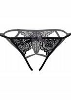 Daring Intimates stringai moterims su atviru kaspinu, juodi S/m