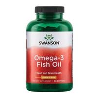 Swanson Omega-3 Fish Oil 1000 mg citrinų skonio žuvų taukai 60 kapsulių
