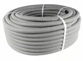 PAWBOL Gofruotas PVC Vamzdis 50m, 320N, Išorinis Skersmuo 20mm / Vidinis Skersmuo 14mm, Pilka 6161A-50P