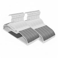 Drabužių pakabos su neslystančiais antgaliais ir kabliukais petnešėlėms, balta–tamsiai pilka, 41,5 × 0,5 × 22,5 cm, 50 vnt.