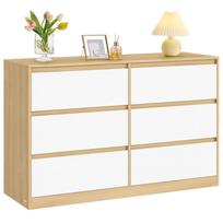 Komoda su 6 stalčiais, migdolų geltonos ir baltos spalvos, 119,4 × 40 × 75 cm