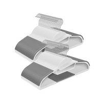 Drabužių pakabos su neslystančiais intarpais ir kelnių skersiniu, baltos–pilkos, 41,5 × 0,5 × 22,5 cm, 50 vnt.