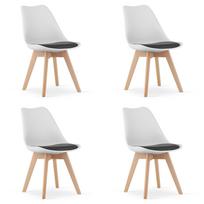 Kėdė MARK su buko medienos kojomis, balta ir juoda, 82 × 49 cm, 4 vnt.