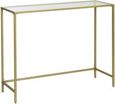 Konsolinis stalas su grūdinto stiklo stalviršiu, aukso spalvos, 100 x 35 x 80 cm