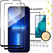 Wozinsky rinkinys 2x itin tvirtų Full Glue viso ekrano apsauginis stiklas su dėklu draugišku rėmeliu iPhone 14 Max / 13 Pro Max juodos spalvos