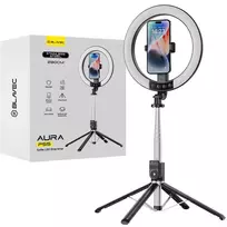 Blavec asmenukių žiedinė lempa Aura LED Ring P-55 25 cm trikojis + nuotolinio valdymo pultas + 2,3 metro (RLP55-TRB23) juodos spalvos