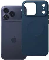 Oem dėklas, skirtas iPhone 18 Pro Max / 17 Pro Max, silikoninis su MagSafe magnetine jungtimi (didelė anga), tamsiai mėlynas