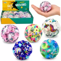 Lean Toys Antistresinis kamuoliukas su įdubusiu paviršiumi ir vienaragio motyvu, įvairiaspalvis, 7 cm