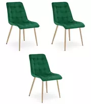 Leobert Vidaus kėdė SPLIT, žalio veliūro sėdynė, 3 vnt.