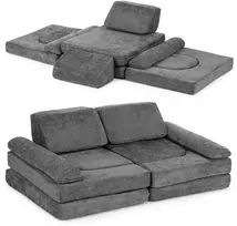 Sulankstoma pilka didelė modulinė sofa vaikams