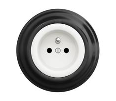 Reblig - Retro namų rozetė su rėmeliu 230 V sniego balta/juoda