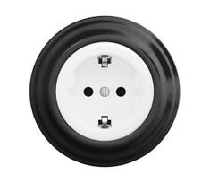 Reblig - Retro namų kištukinis lizdas su rėmeliu SCHUKO 230V/16A sniego baltas/juodas