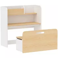 Vaikiškas stalas su suoliuku 5-in-1, vaikiškas baldų komplektas su knygų lentyna ir daiktadėže, 3-8 metams