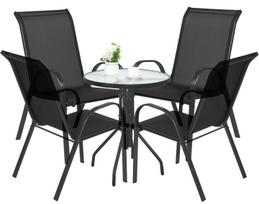 Lauko baldų komplektas su apvaliu stalu ir 4 kėdėmis, juodas, Ø 60 cm, 5 dalių