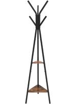 Pastatoma kabykla su 6 kabliukais ir 2 lentynomis, juoda ir ruda, 49 × 49 × 179 cm