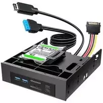 GRAUGEAR USB Hub + Card Reader Front Panel su 2,5 inch SSD rėmeliu, juoda