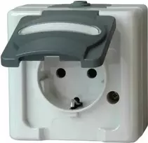 HEINRICH KOPP Kištukinis lizdas Schuko 1-vietis paviršinis drėgmei atsparus IP44 pilkas 16A 250V (103356006)
